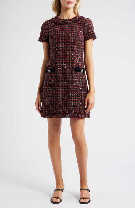 Eliza J Jewel Neck Tweed Sheath Dress