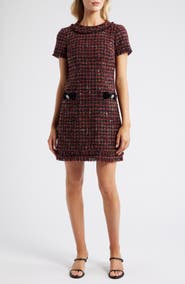 Eliza J Jewel Neck Tweed Sheath Dress
