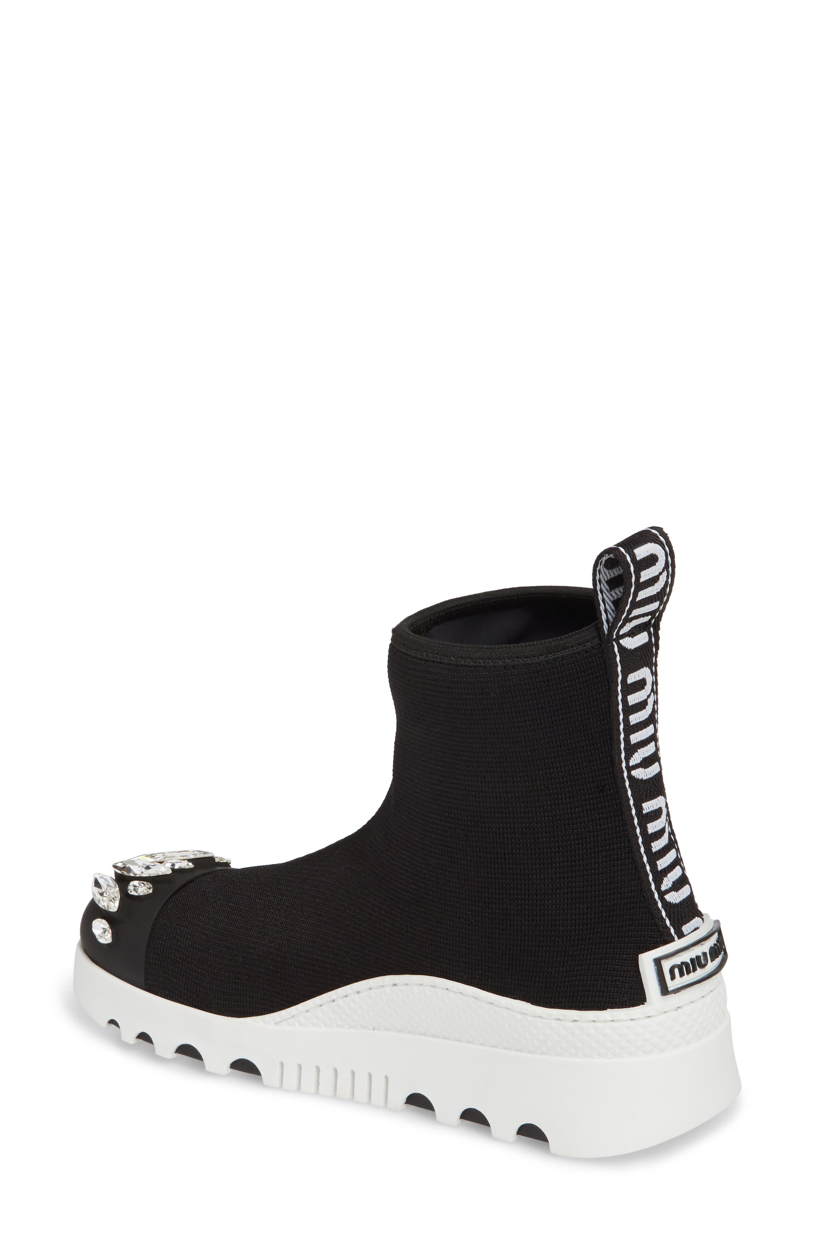 Miu Miu Embellished Sock Boot, Alternate, color, 