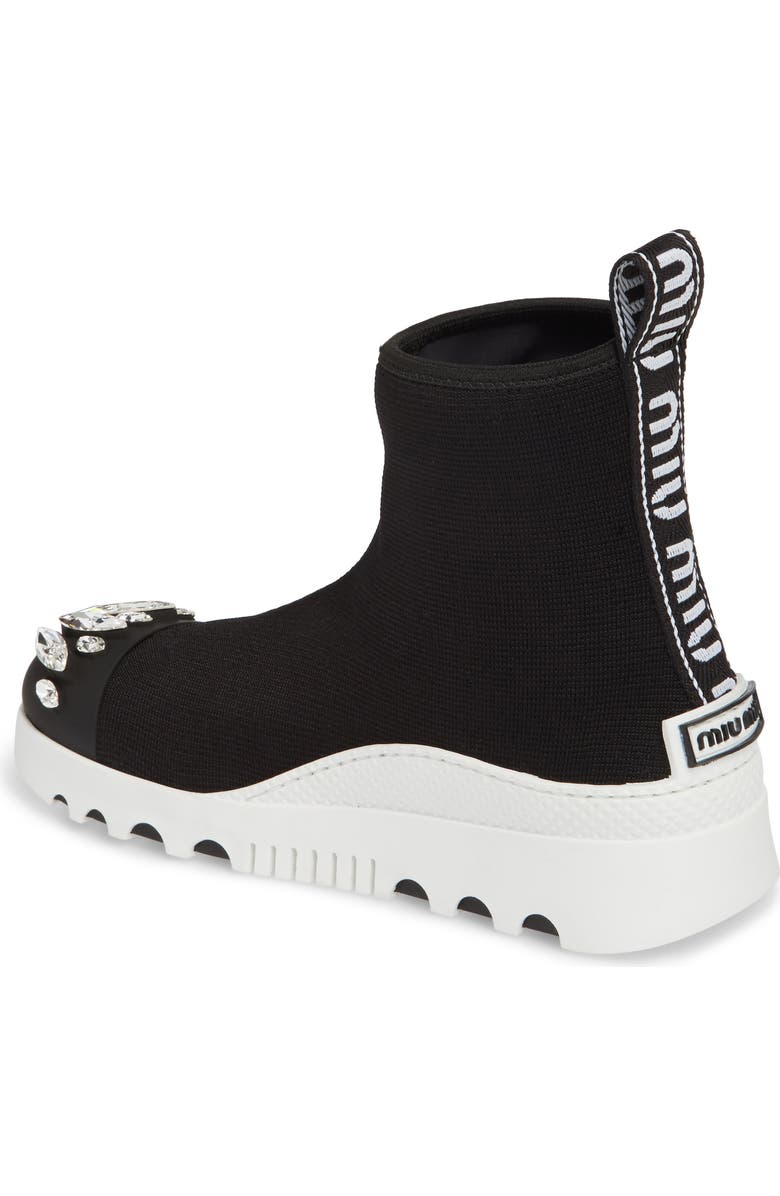 Miu Miu Embellished Sock Boot, Alternate, color,