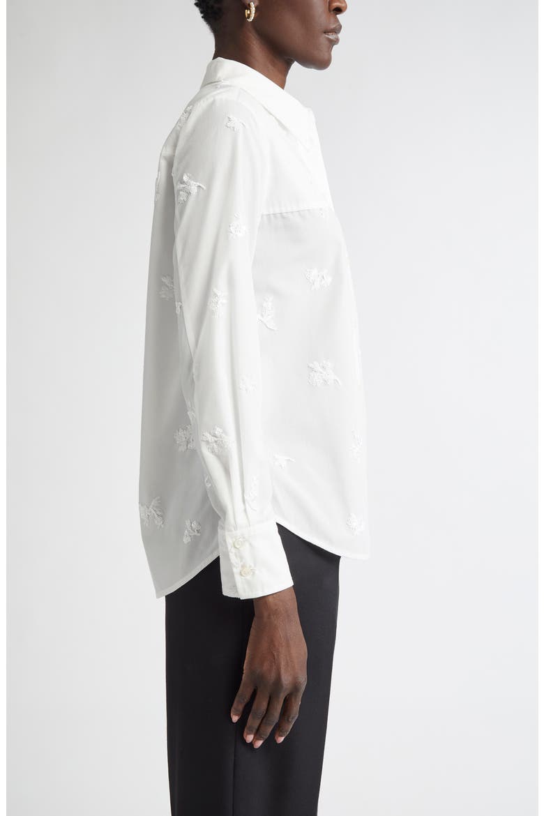 Sequin Floral Embroidered Button-Up Shirt, Alternate, color, IVORY