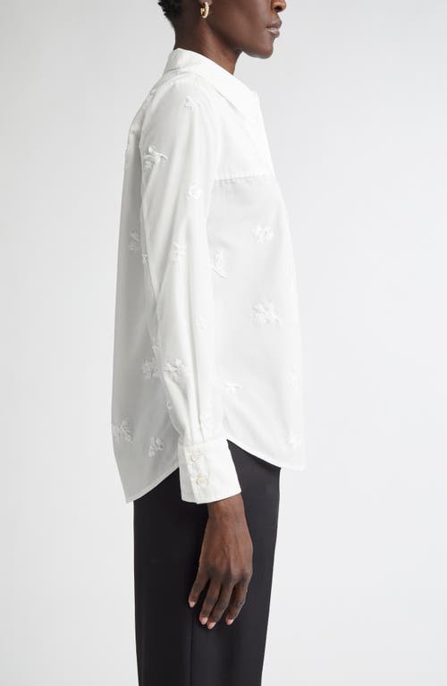 St John St. John Collection Sequin Floral Embroidered Button-up Shirt In White