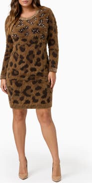 BY DESIGN Snow Cat Long Sleeve Sweater Dress