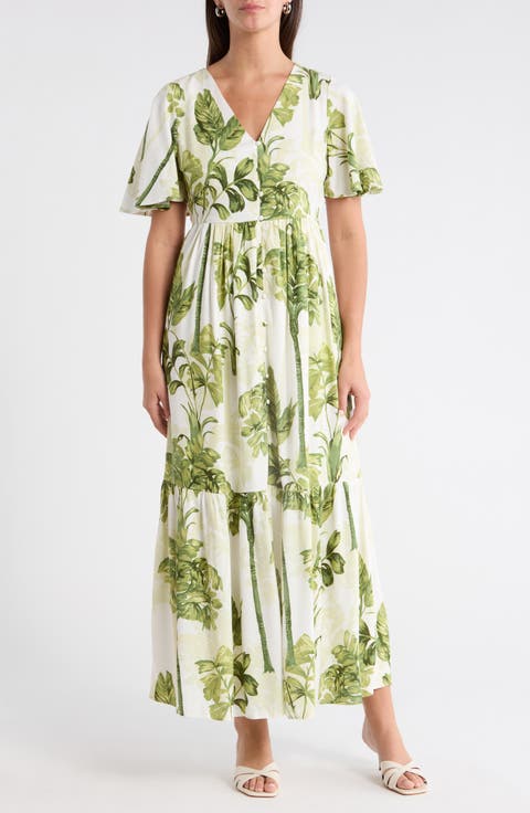 Floral Flutter Sleeve Dress