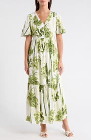 SUGARLIPS Floral Flutter Sleeve Dress