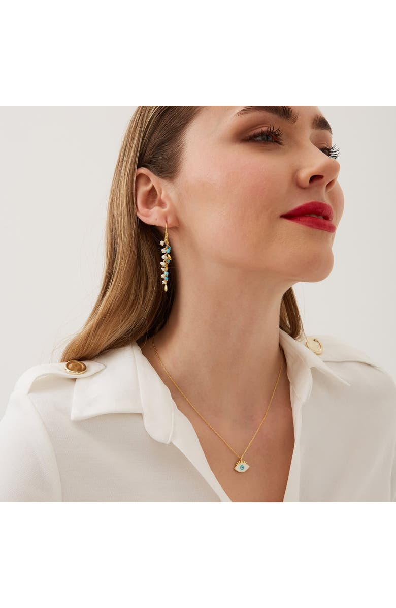 Spero London Sterling Silver Evil Eye Eyelash Necklace, Alternate, color, Gold