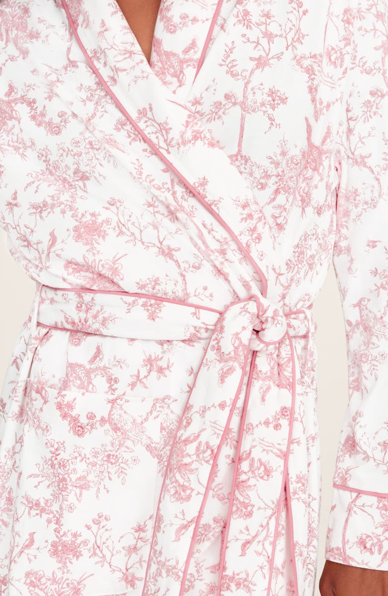 Petite Plume Print Pima Cotton Robe, Alternate, color, Pink
