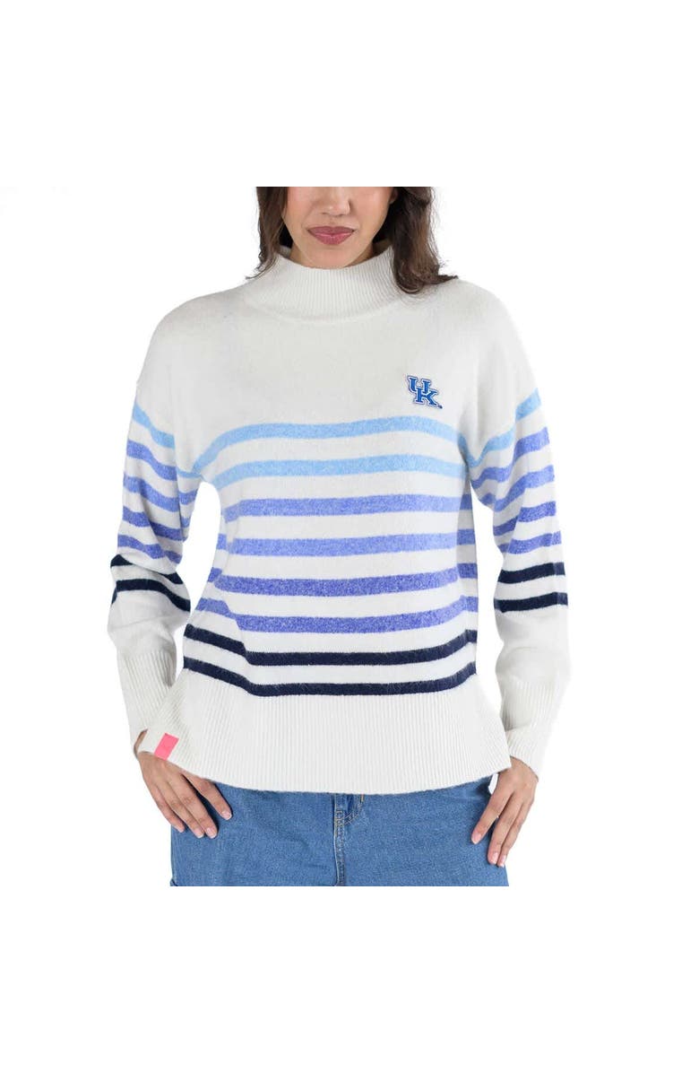LUSSO Women's Lusso  White Kentucky Wildcats Simone Striple Mock Neck Oversized Pullover Sweater, Main, color, White