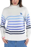 LUSSO Women's Lusso  White Kentucky Wildcats Simone Striple Mock Neck Oversized Pullover Sweater