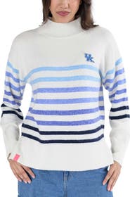 LUSSO Women's Lusso  White Kentucky Wildcats Simone Striple Mock Neck Oversized Pullover Sweater