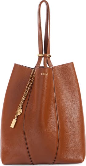 【関税＆送料込み】ChloAC Spin Tote Bag Chloé Spin Tote Bag In Grained Leather in Clay brown | Chloé US