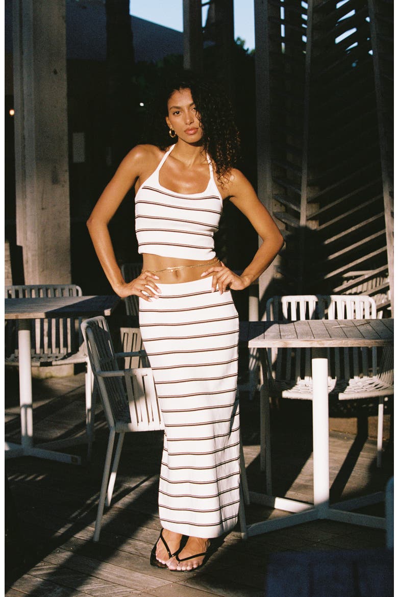 Positano Stripe Halter Rib Crop Cover-Up Top, Alternate, color, MYKONOS STRIPE