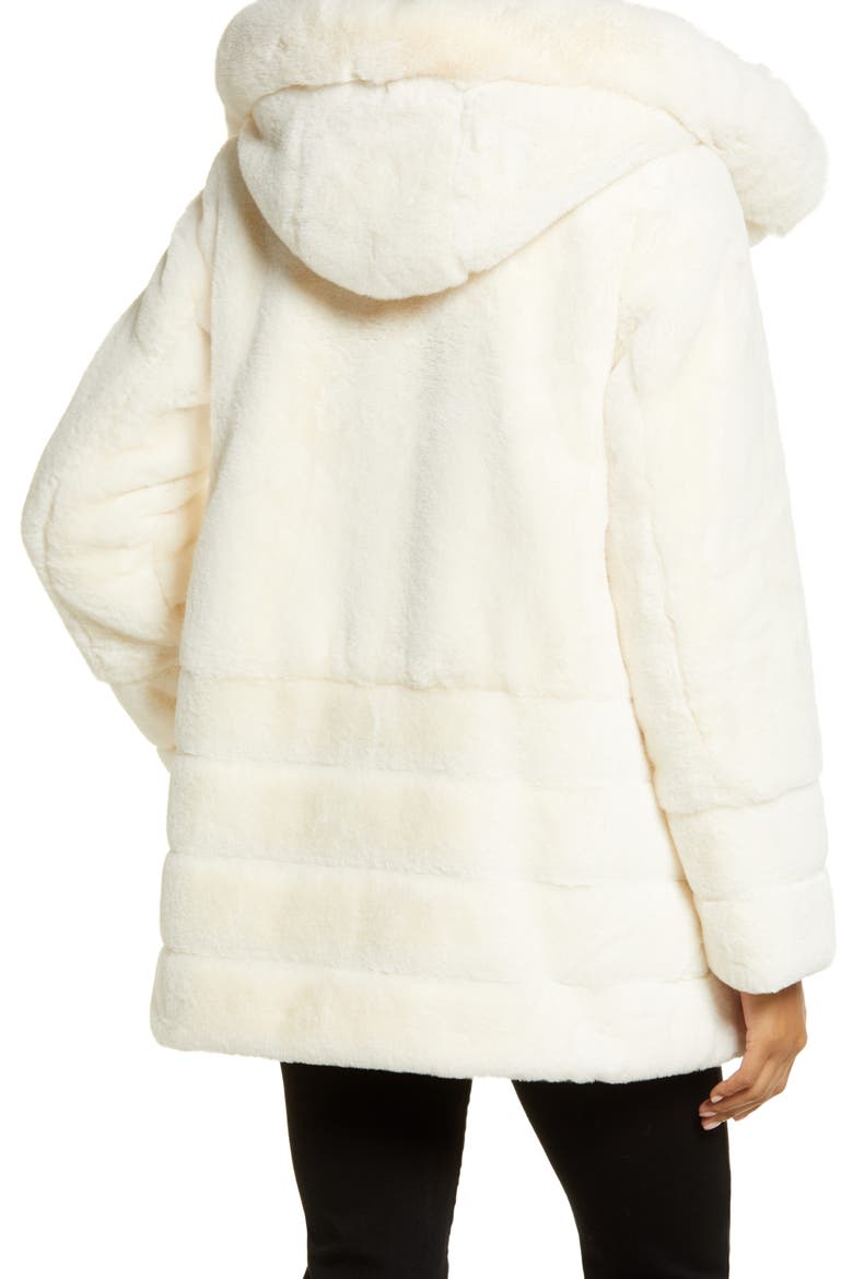 Hooded Faux Fur Coat, Alternate, color, CREAM1
