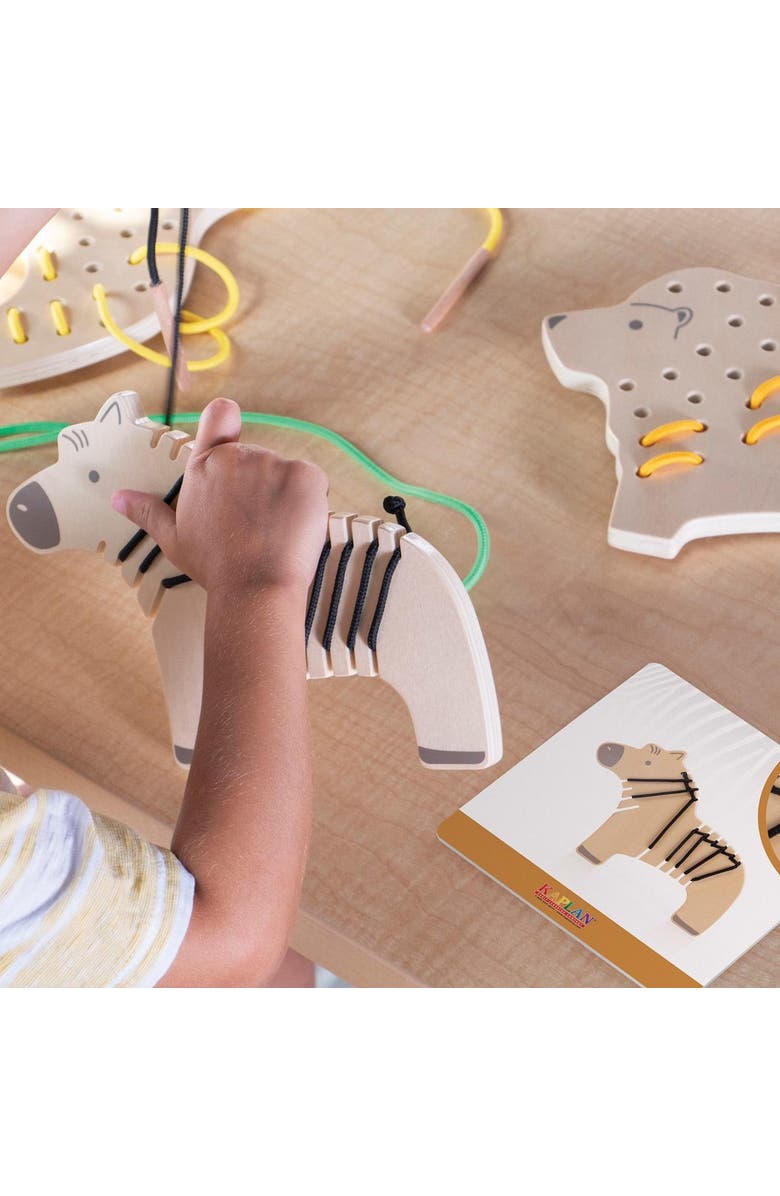 Kaplan Early Learning Company Safari Wooden Lacing Animals - Set of 5, Alternate, color, Multicolor