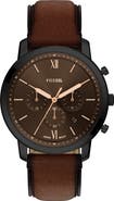 Fossil Neutra Brown Chronograph Leather Strap Watch, 44mm