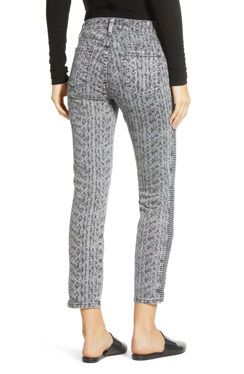 Wash Lab Denim WASH LAB Snake Print Side Ruched Ankle Jeans, Alternate, color, Black Momba