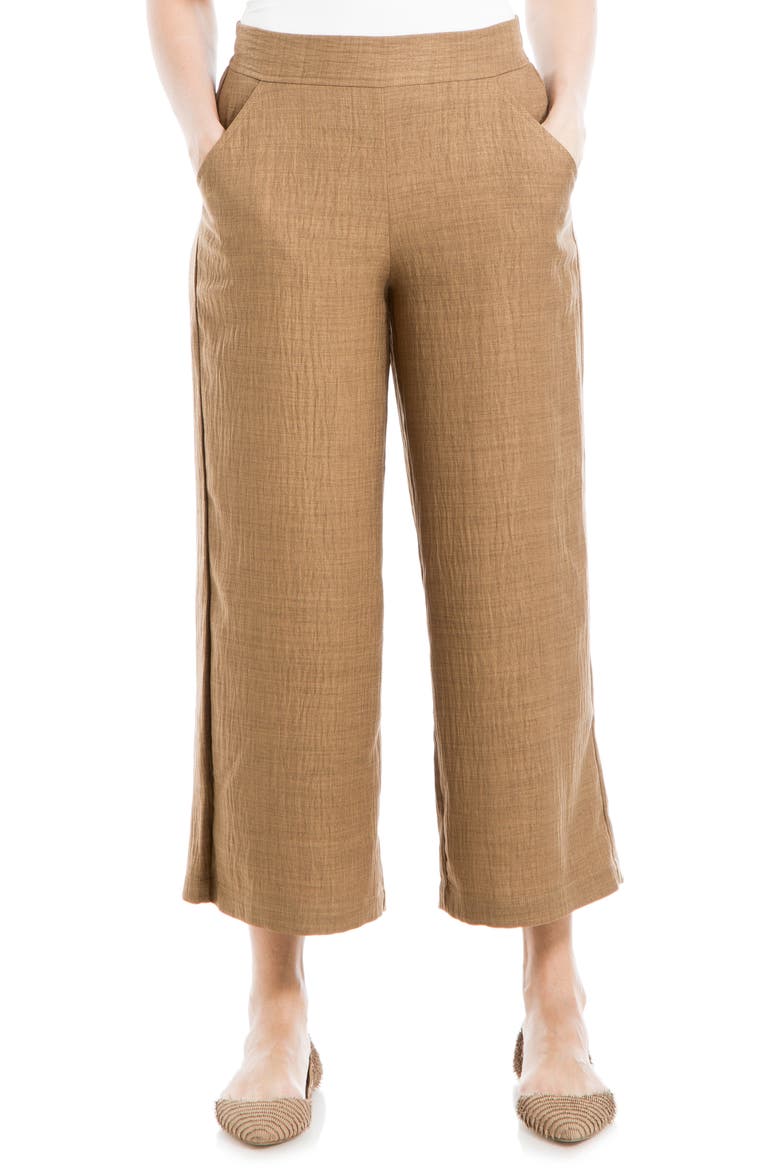 Textured Wide Leg Pants, Main, color, BROWN