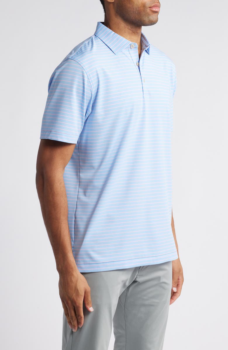 Peter Millar Drum Stripe Performance Jersey Polo, Alternate, color, Cottage Blue