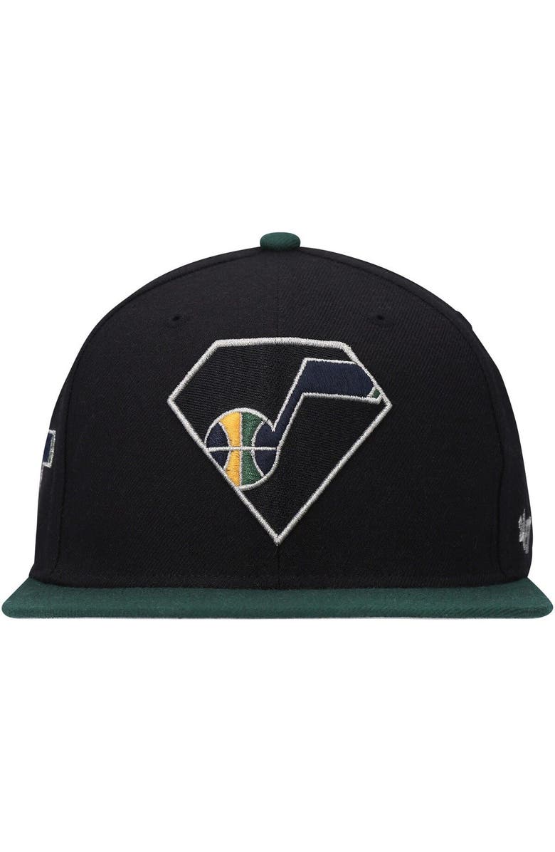 '47 Men's '47 Black/Green Utah Jazz 75th Anniversary Carat Captain Snapback Hat, Alternate, color, 