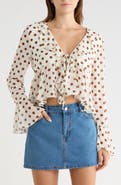 Vigoss Polka Dot Ruffle Long Sleeve Top