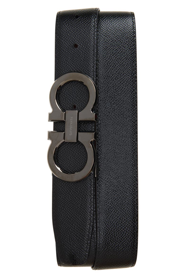 Reversible Leather Double Gancio Belt, Alternate, color, CORDOVAN NERO