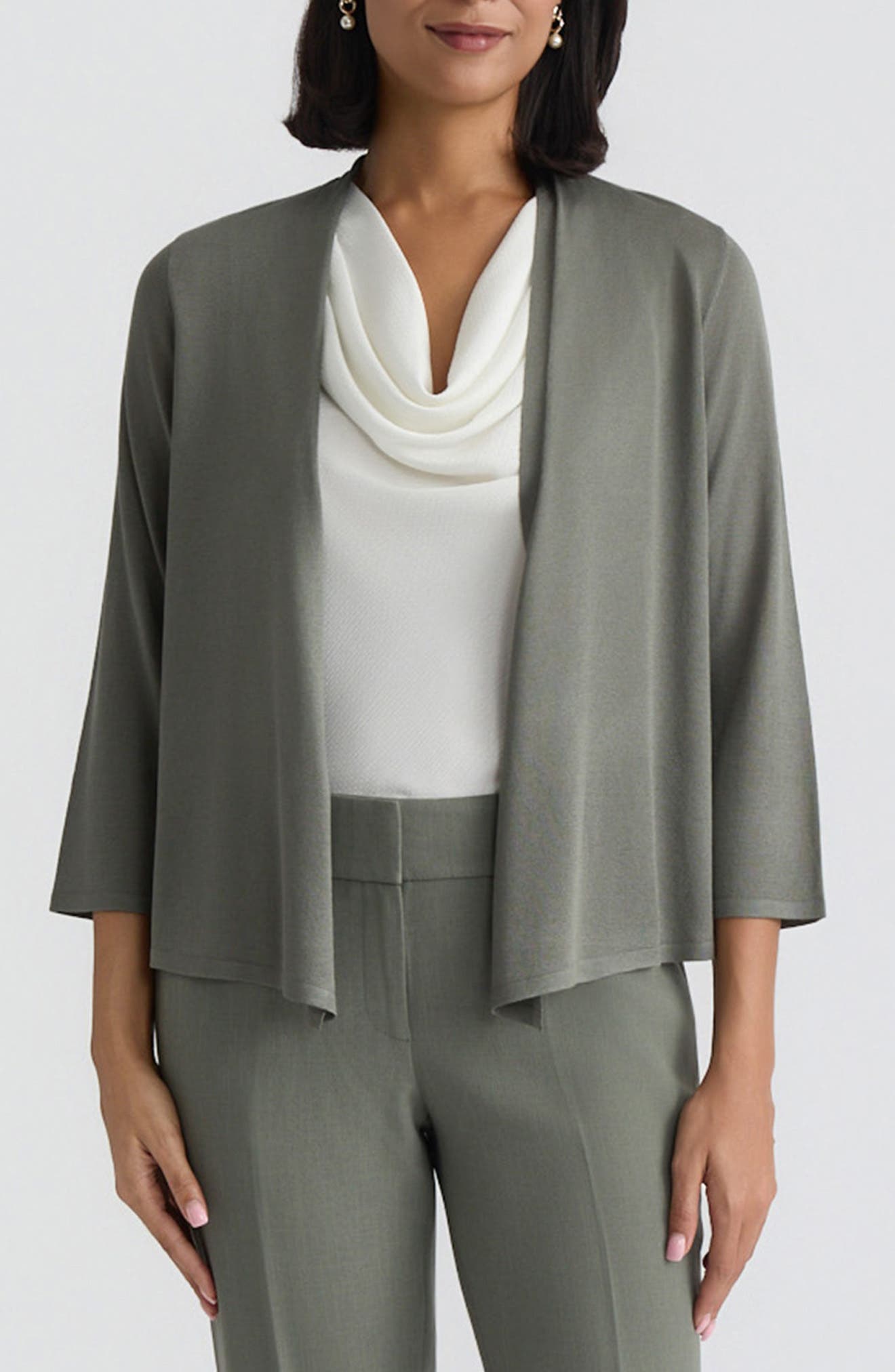 Kasper Crop A-line Cardigan