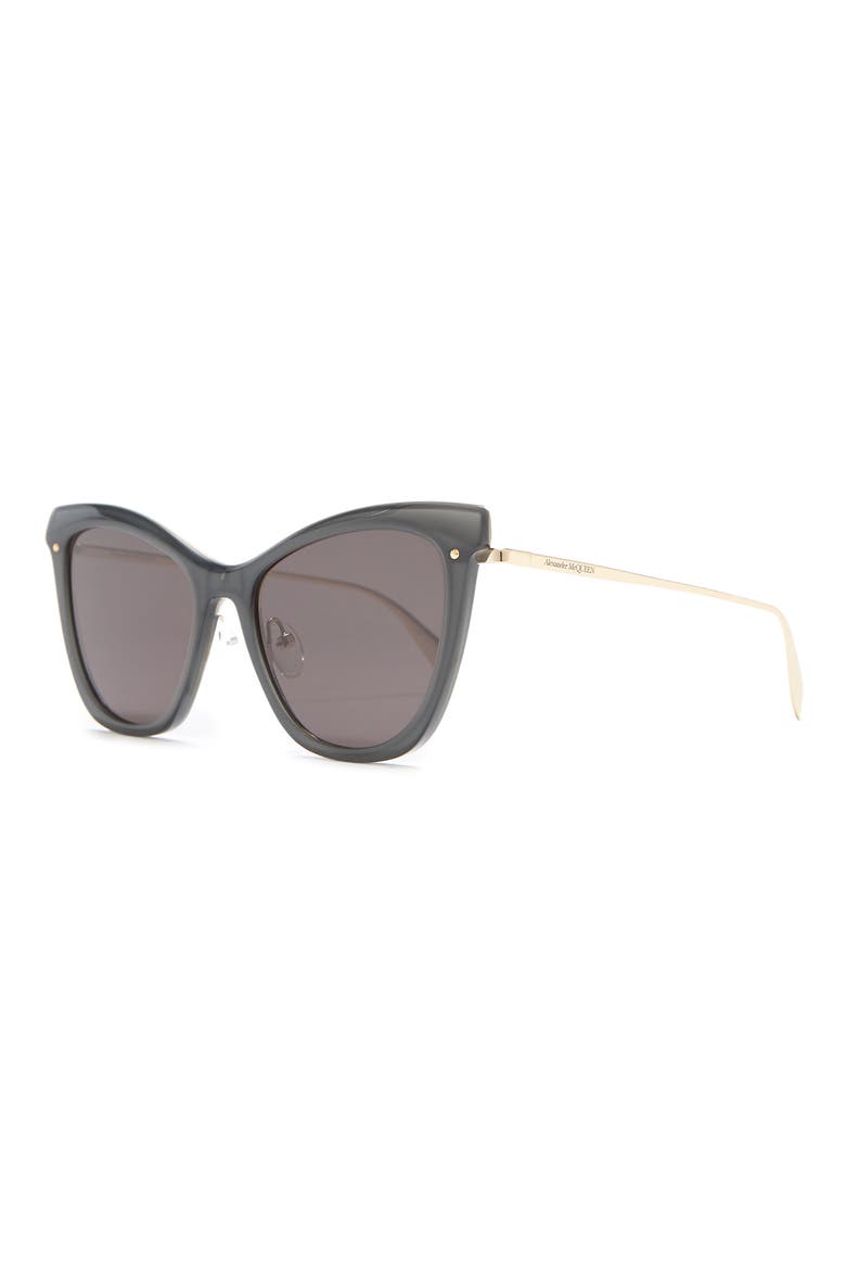 Alexander McQueen 54mm Cat Eye Sunglasses, Alternate, color, GREY GOLD SMOKE