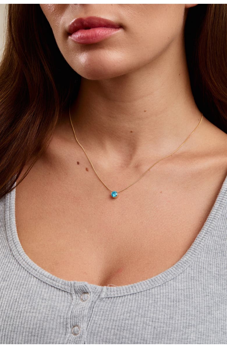 Set & Stones Birthstone Pendant Necklace, Alternate, color, Gold / February