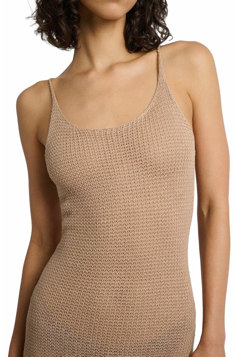 Textured Linen Sweater Scoop Maxi Dress, Alternate, color, TAN