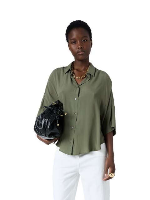 Cirae 3/4 Sleeve Oversized Shirt