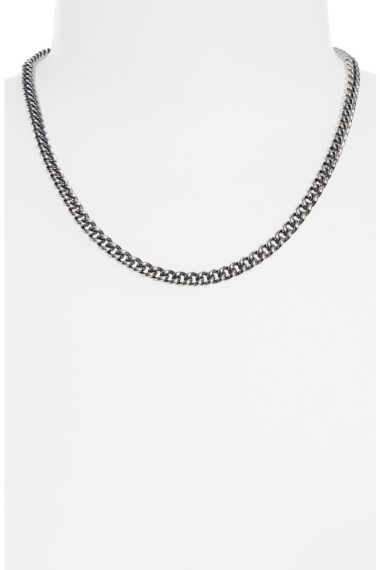 Men's Ruby Rosette AA Curb Chain Necklace, Alternate, color, STERLING SLIVER