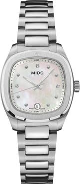 MIDO Multifort TV Diamond & Mother-of-Pearl Bracelet Watch, 27.6mm x 28mm