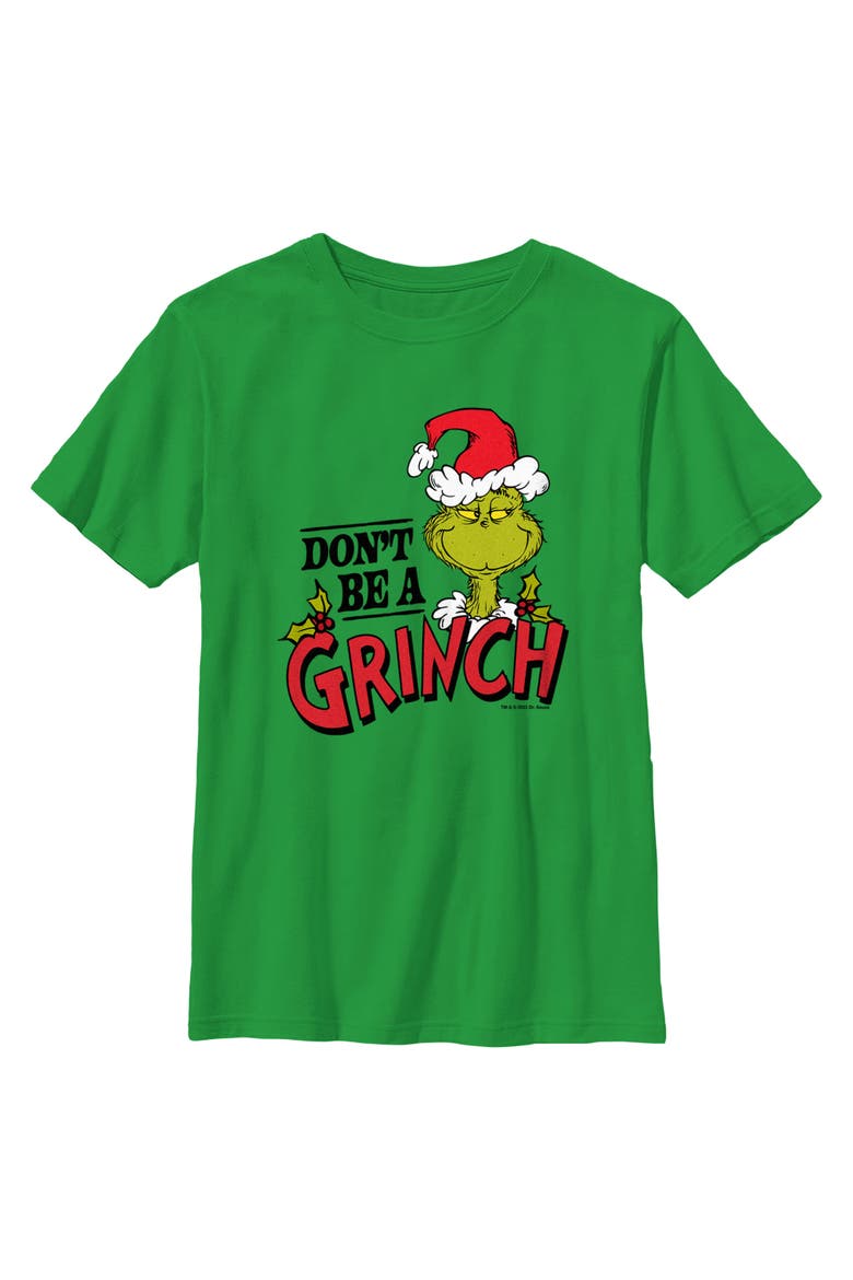 Boy's Dr. Seuss Christmas Don't Be a Grinch Graphic T-Shirt, Main, color, Kelly Green