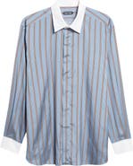 TOM FORD Fluid Fit Stripe Silk Jacquard Button-Up Shirt