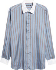 TOM FORD Fluid Fit Stripe Silk Jacquard Button-Up Shirt