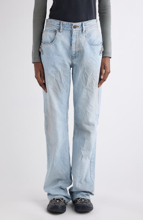 City Distressed Straight Leg Jeans