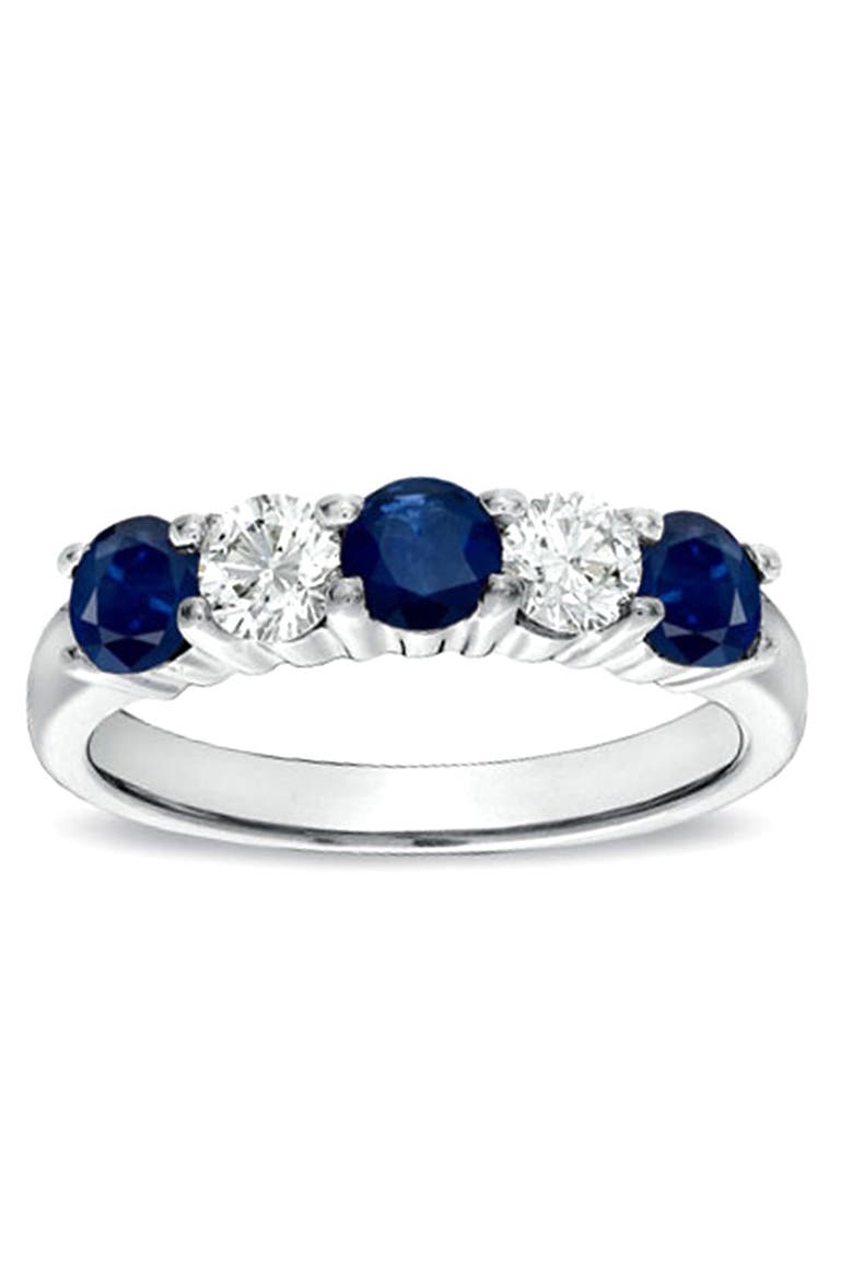 14K Gold Blue Sapphire & White Diamond Accent Ring, Main, color, Blue