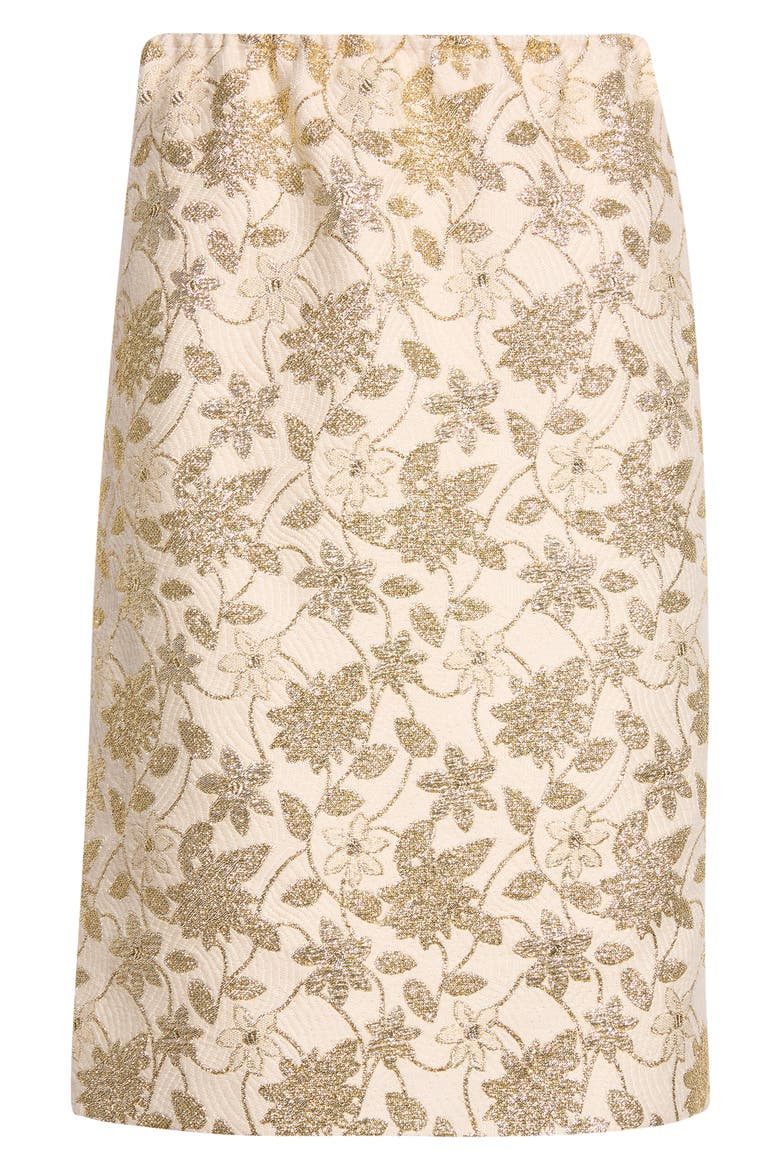 Brocade Pencil Skirt, Alternate, color, IVOIRE OR