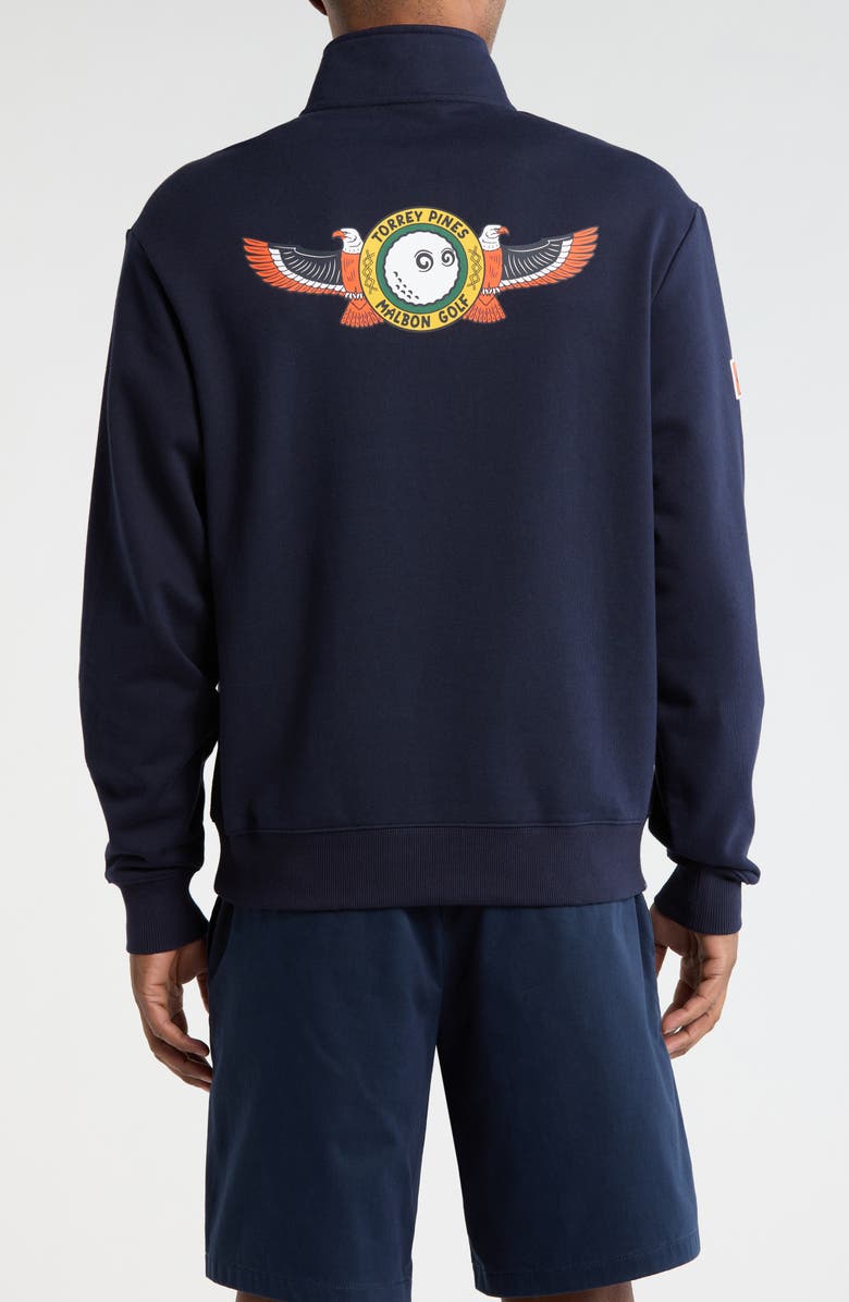 Malbon Golf Torrey Pines Quarter Zip Sweatshirt, Alternate, color, Baritone Blue