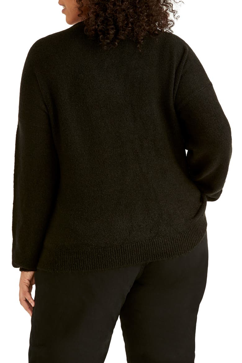 Fuzzy Cotton Blend Sweater, Alternate, color, BLACK