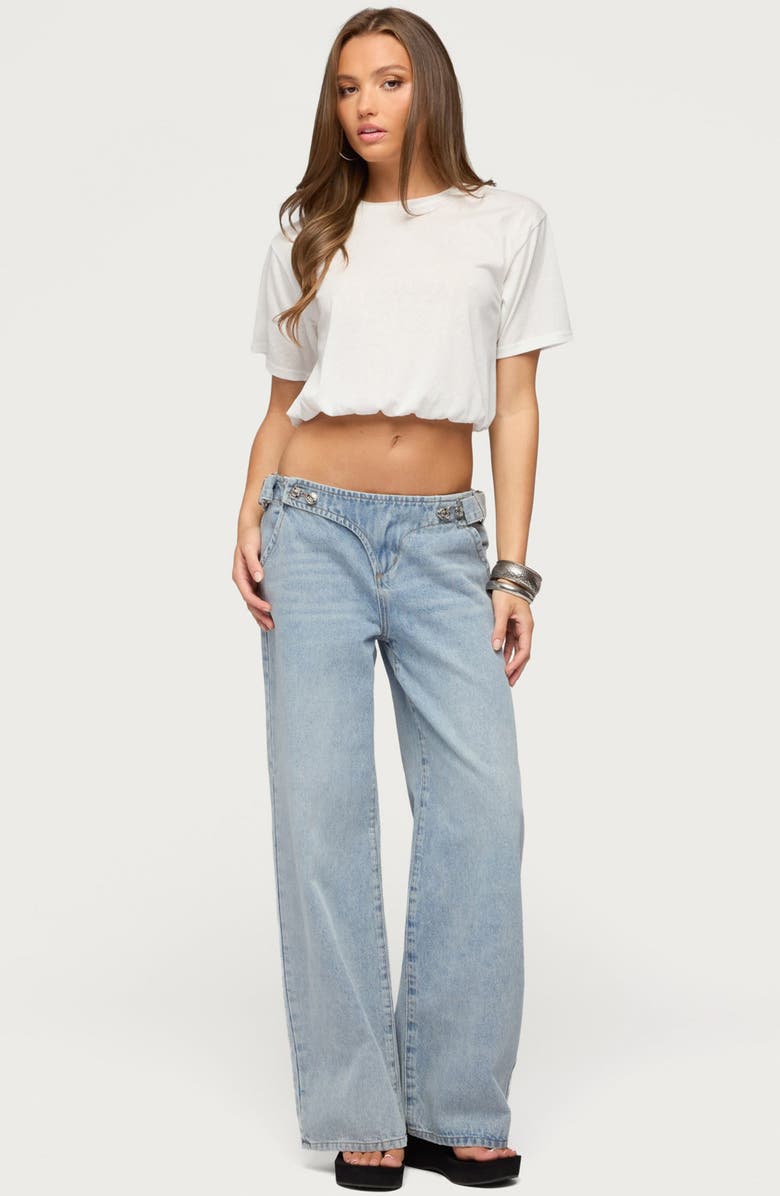 EDIKTED Raina Bubble Crop T-Shirt, Alternate, color, White