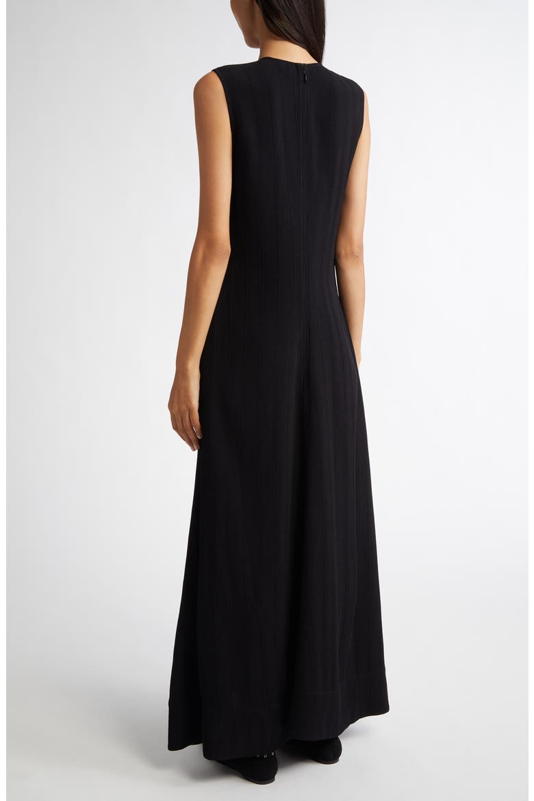 Woven Stripe Sleeveless A-Line Dress, Alternate, color, BLACK