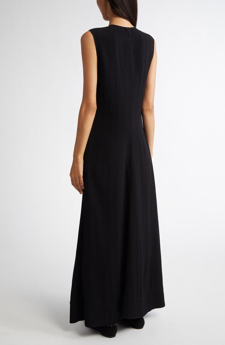 TOTEME Woven Stripe Sleeveless A-Line Dress, Alternate, color, Black