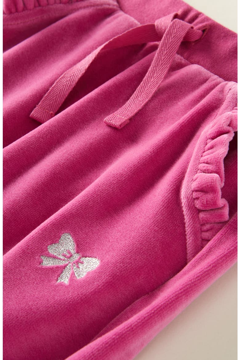 Kids' Ruffle Pocket Velour Pants, Alternate, color, PURPLE ORCHID BOW EMB