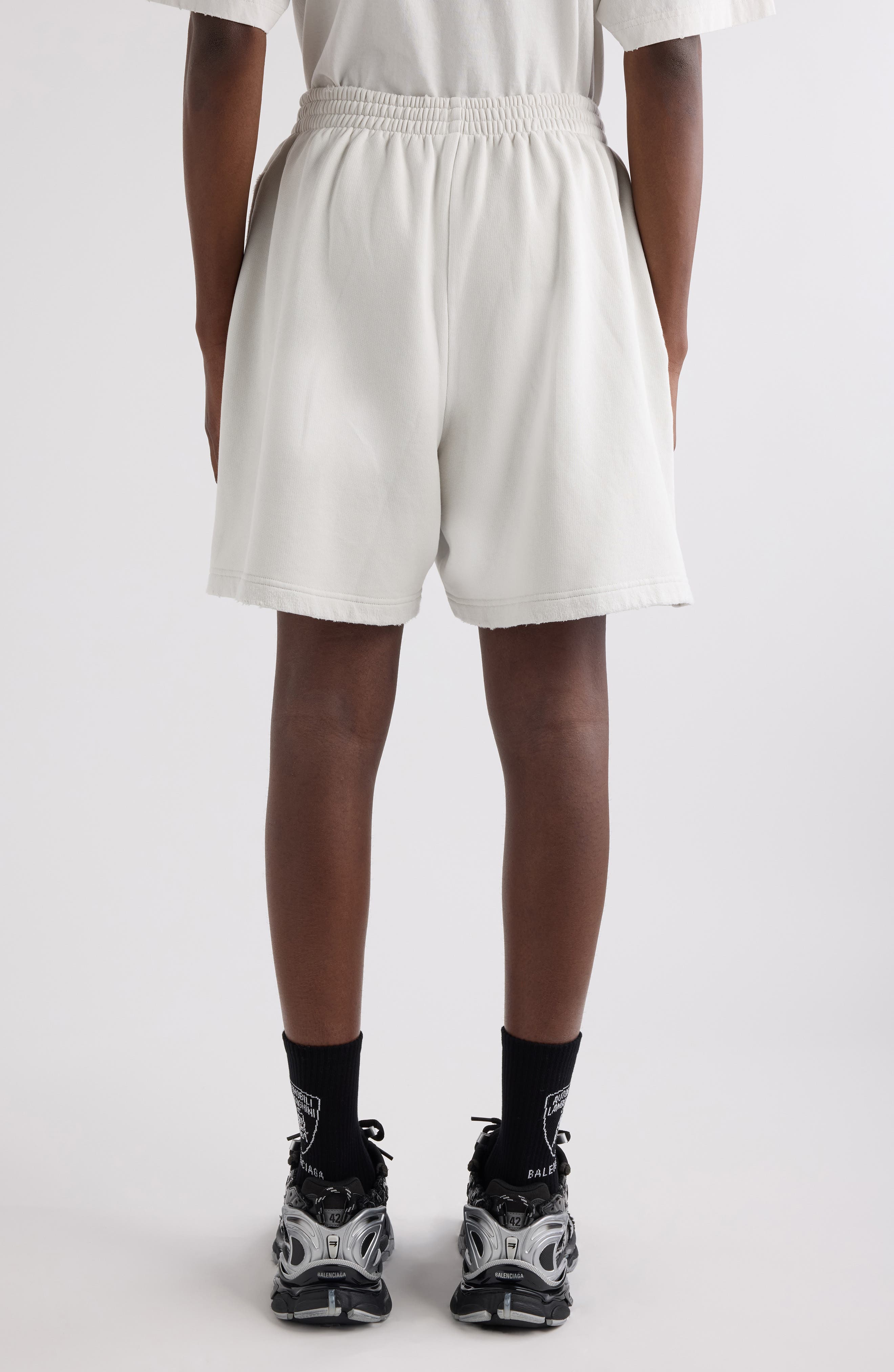 Distressed Logo Embroidered Sweat Shorts - image 2