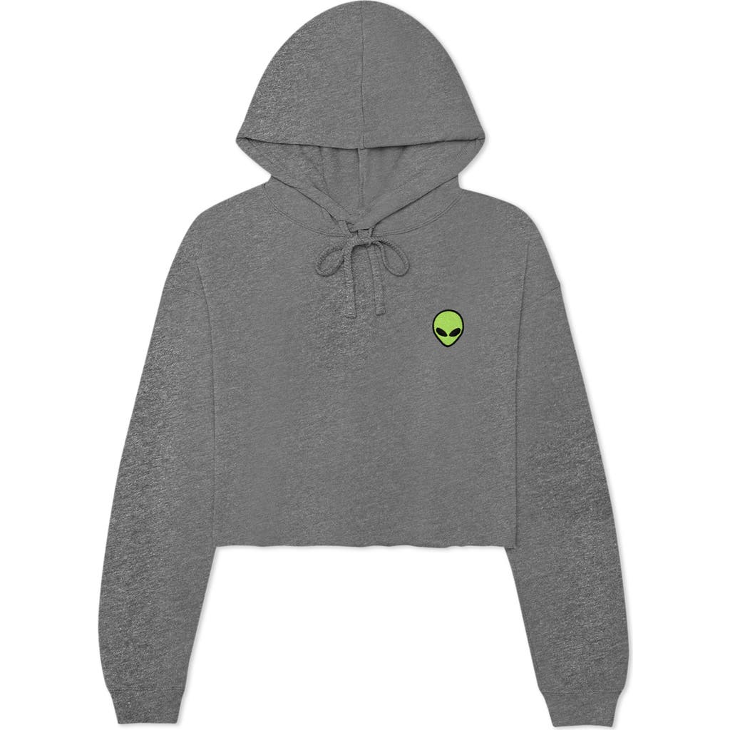 Dalix Alien Cropped Fleece Hoodie In Deep Heather
