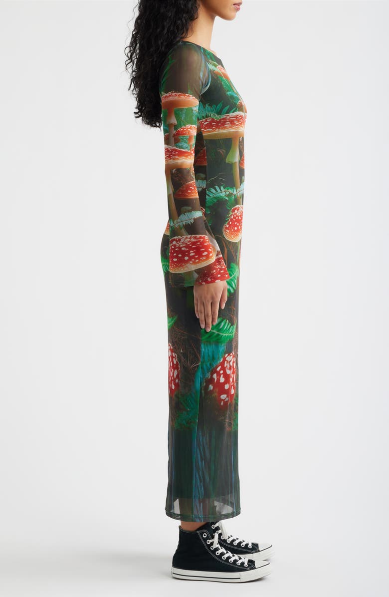 Dressed in Lala We're All Mad Here Long Sleeve Maxi Dress, Alternate, color, Green/ Red