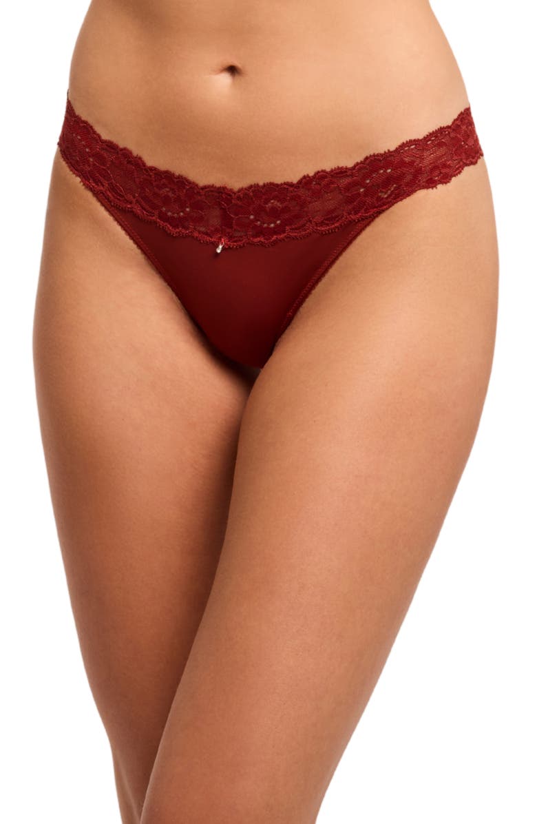 Montelle Intimates Lace Thong, Main, color, Chili