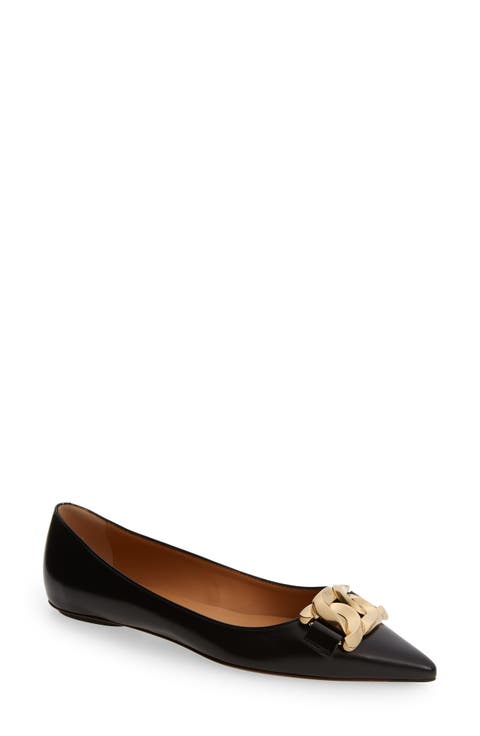 Kate Chain Detail Pointed Toe Flat (Women)