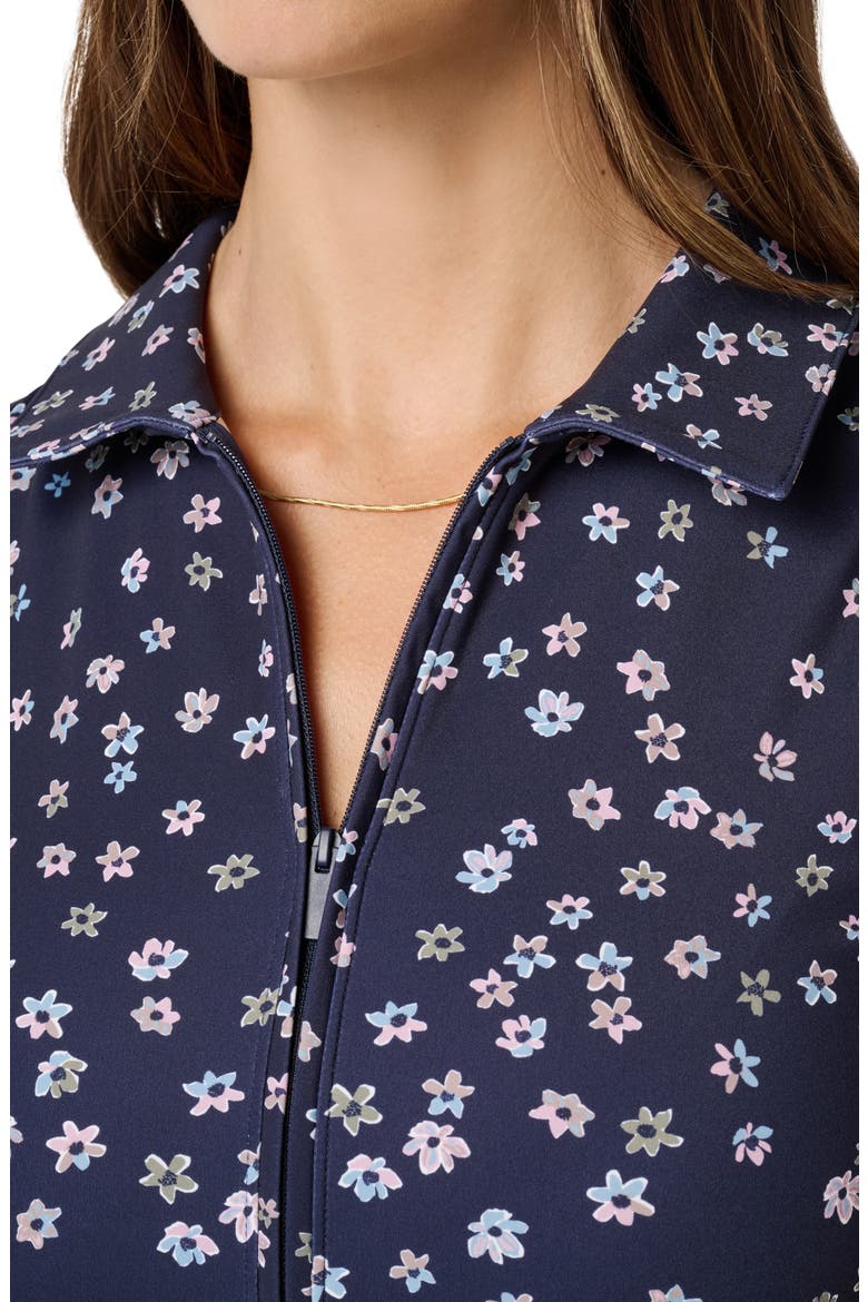 Moveknit Zip Crop Top, Alternate, color, NAVY BLAZER MULTI